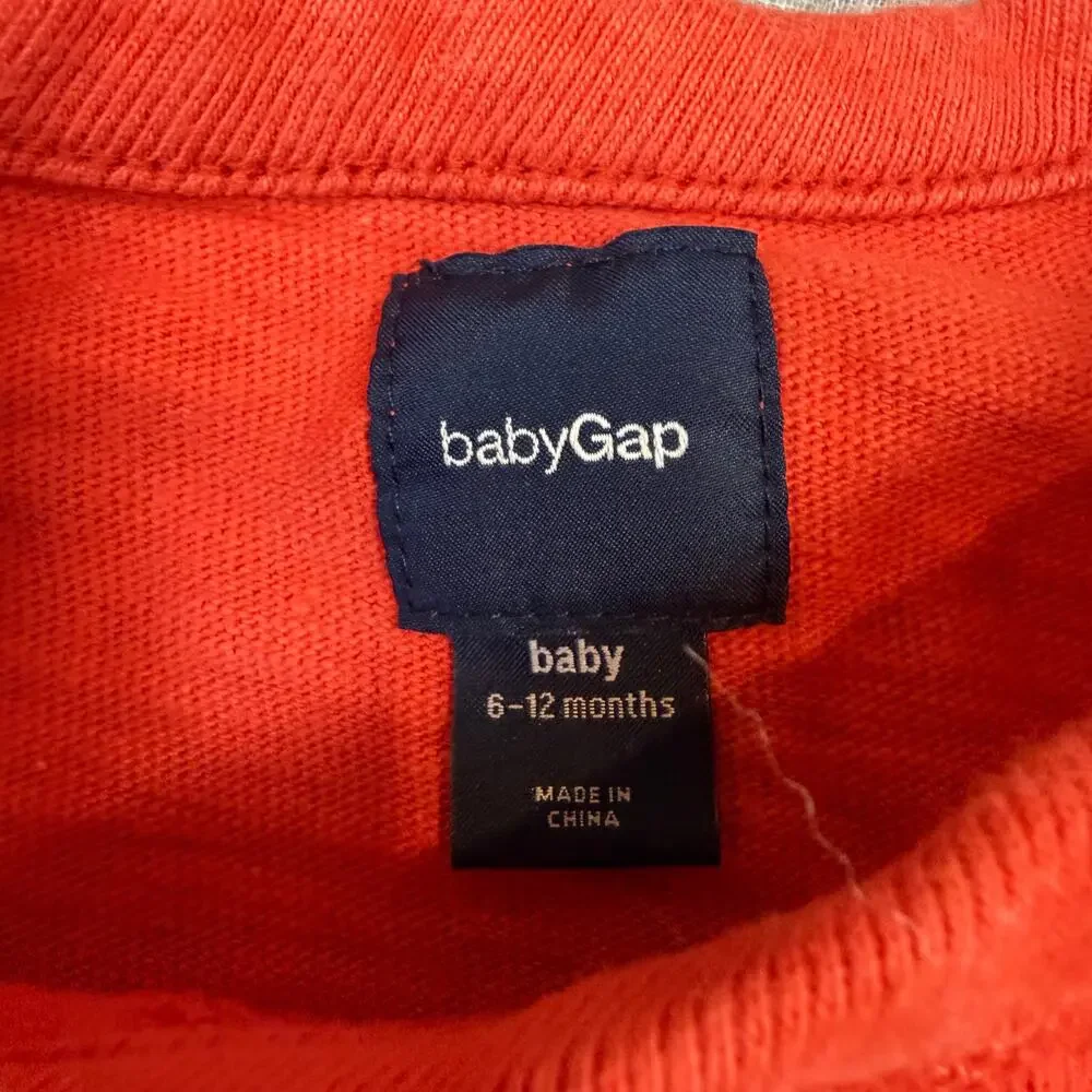 Baby Gap Orange Pullover Cotton Long Sleeve T Shirt Sweatshirt Boy 6-12 Months